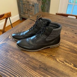 Men’s Black Leather Brogue Boots size 13